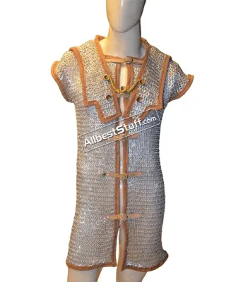 Aluminum Front Close Chainmail Roman Hamata Flat Riveted Chest 40